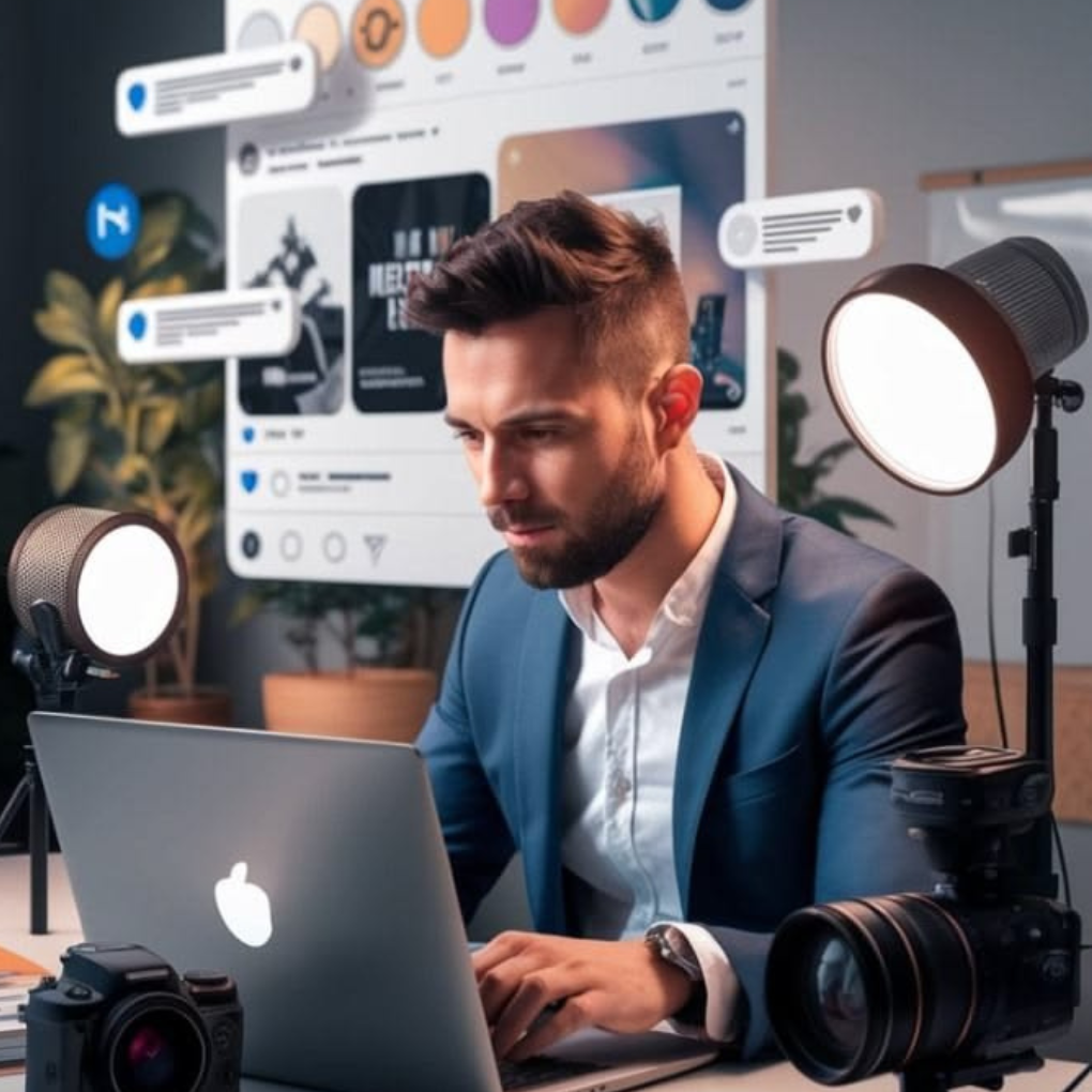 Digital marketer working on online business growth and social media strategy