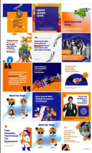 Creative social media poster collection showcasing colorful promotional and marketing graphic designs.